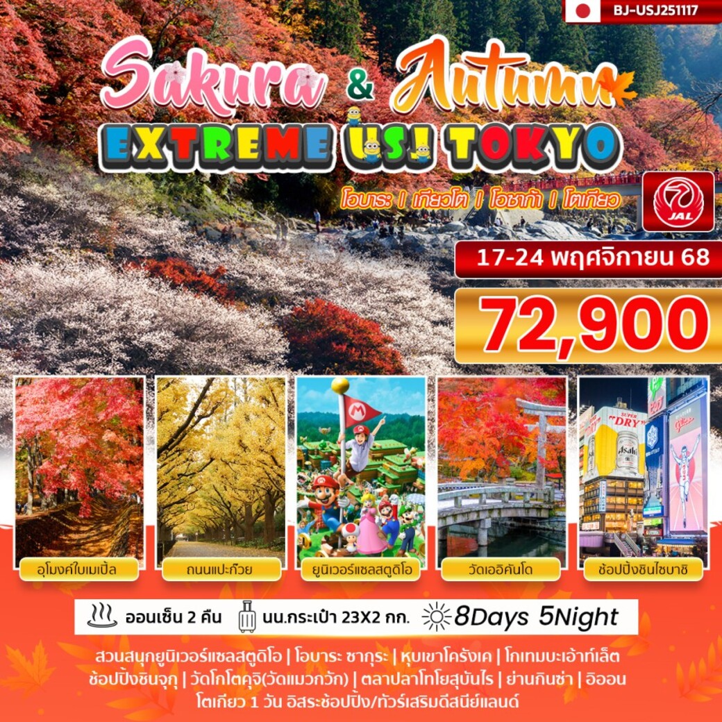 ทัวร์ญี่ปุ่น  TOKYO SAKURA & AUTUMN 8วัน 5คืน (JL)